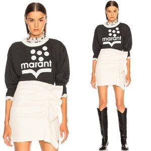 ISABEL MARANT ETOILE Klowyn Top in Gray & White Size XS